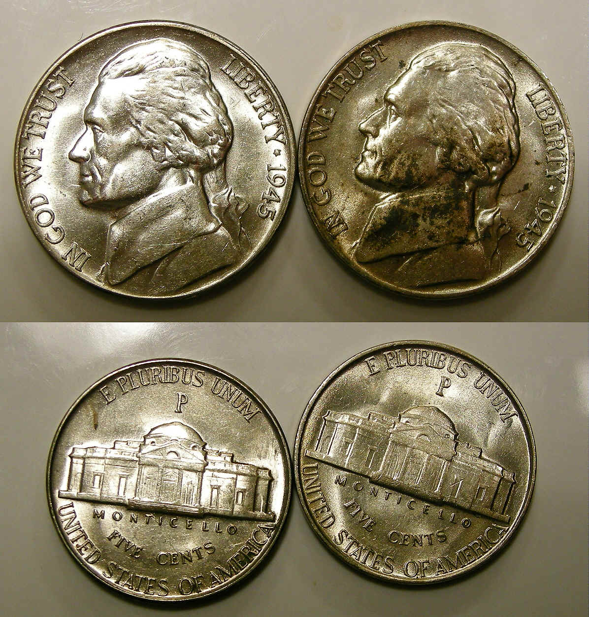 1945-p silver war nickels select bu lot of 2 inv#us89-85